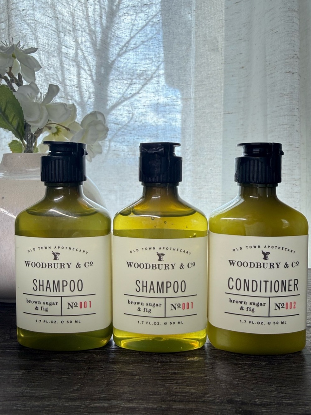 Woodbury & Co Shampoo & Conditioner Set 50ml | Brown Sugar & Fig Travel Size